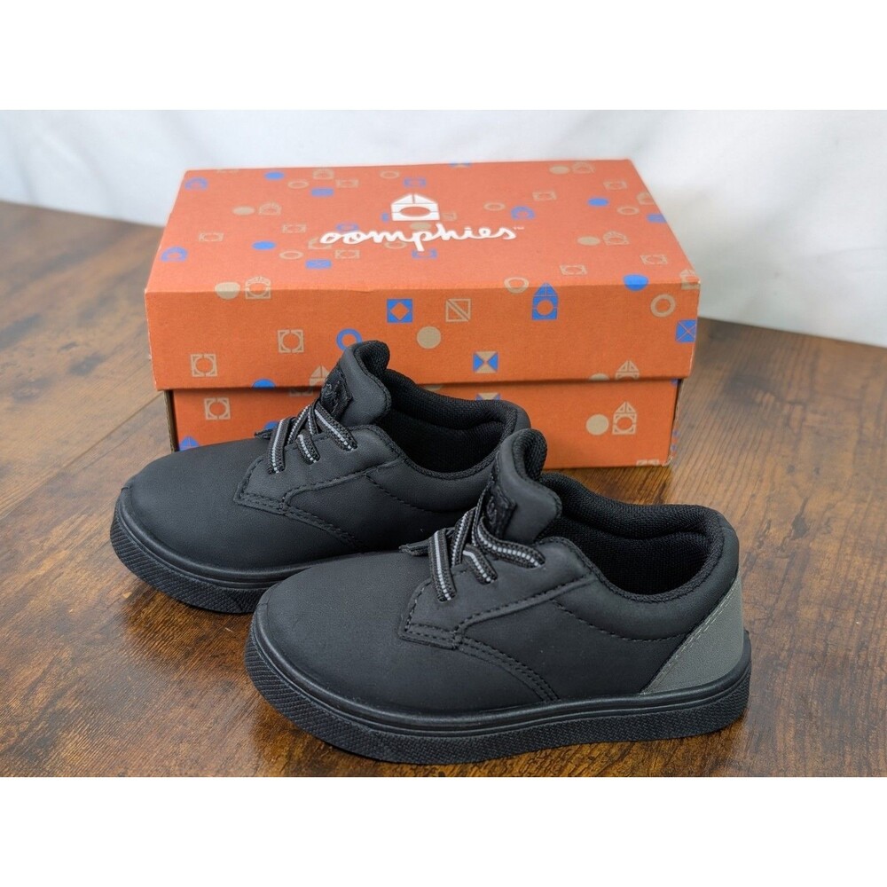 Oomphies Jace Boys Slip On Shoes Black Faux Leather Toddler Size 7C